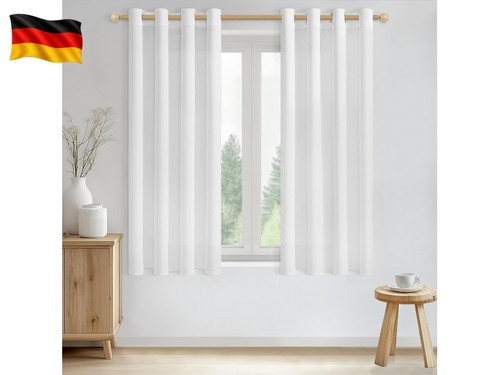 Gardinen weiss halbtransparent - weiss,